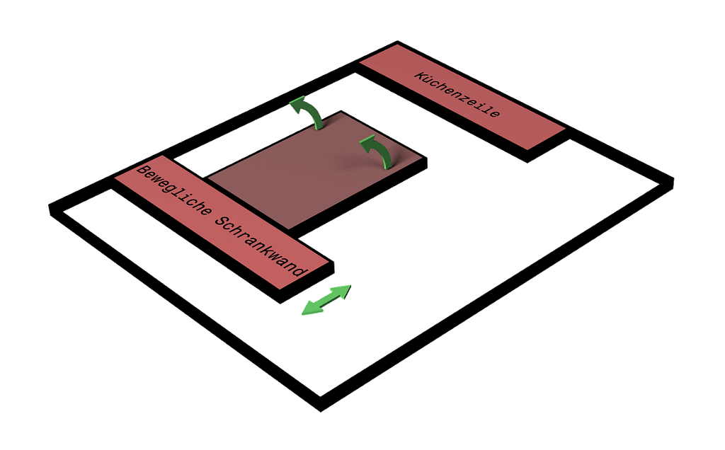 Grundriss Kueche mit Klapptisch