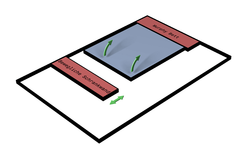 Grundriss Schlafzimmer mit Murphy Bett
