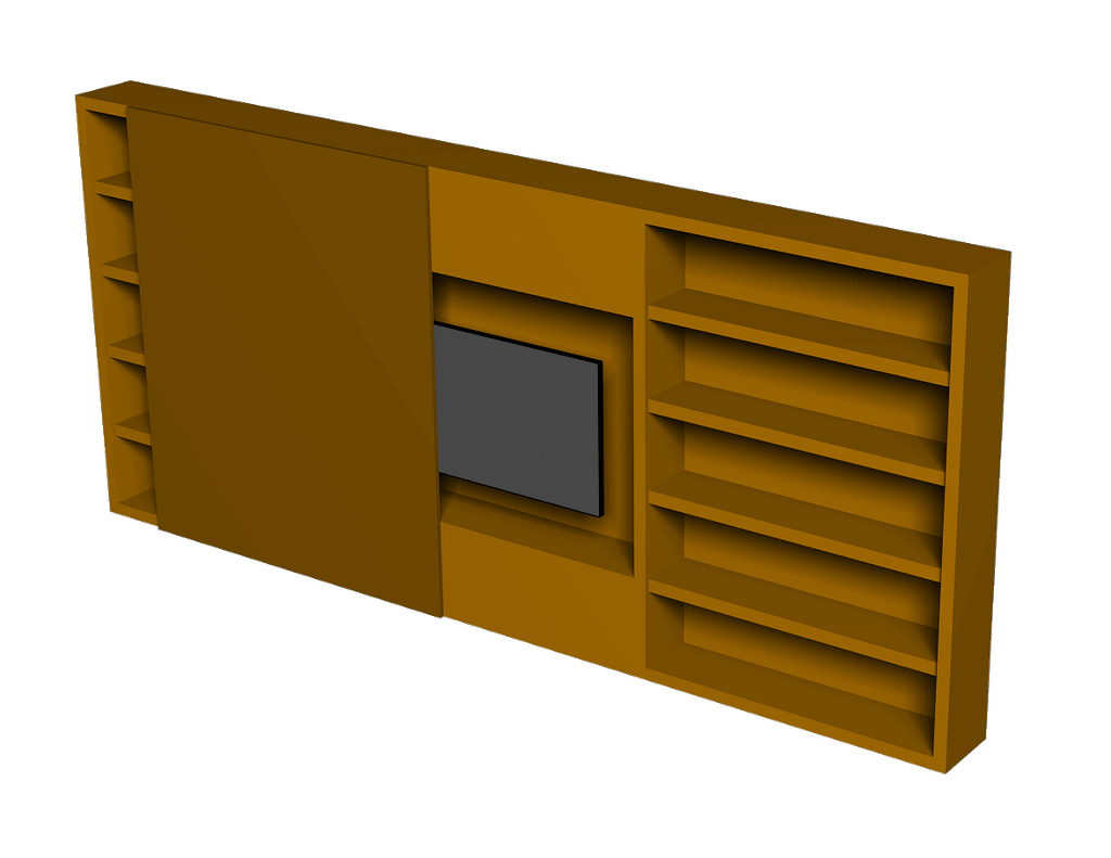 Schrankwand mit TV und Schiebetür