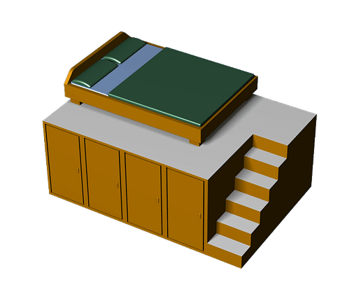 Podestbett mit Schrank