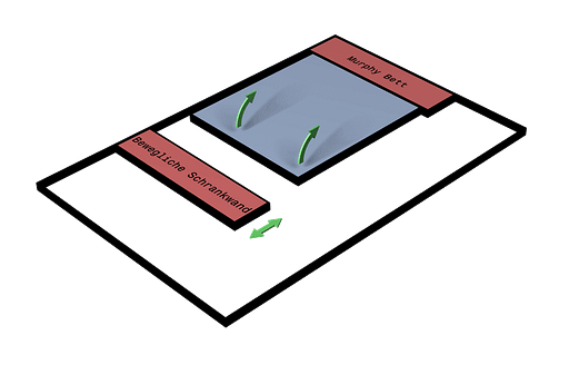 Grundriss Schlafzimmer mit Murphy Bett