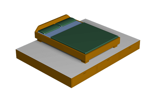 Podestbett mit Schubladen