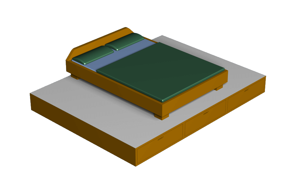 Podestbett mit Schubladen