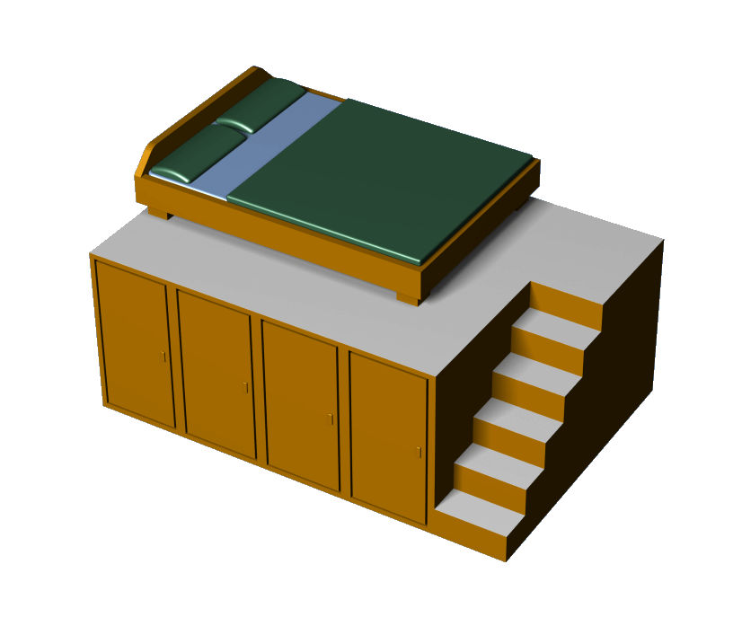 Podestbett mit Schrank